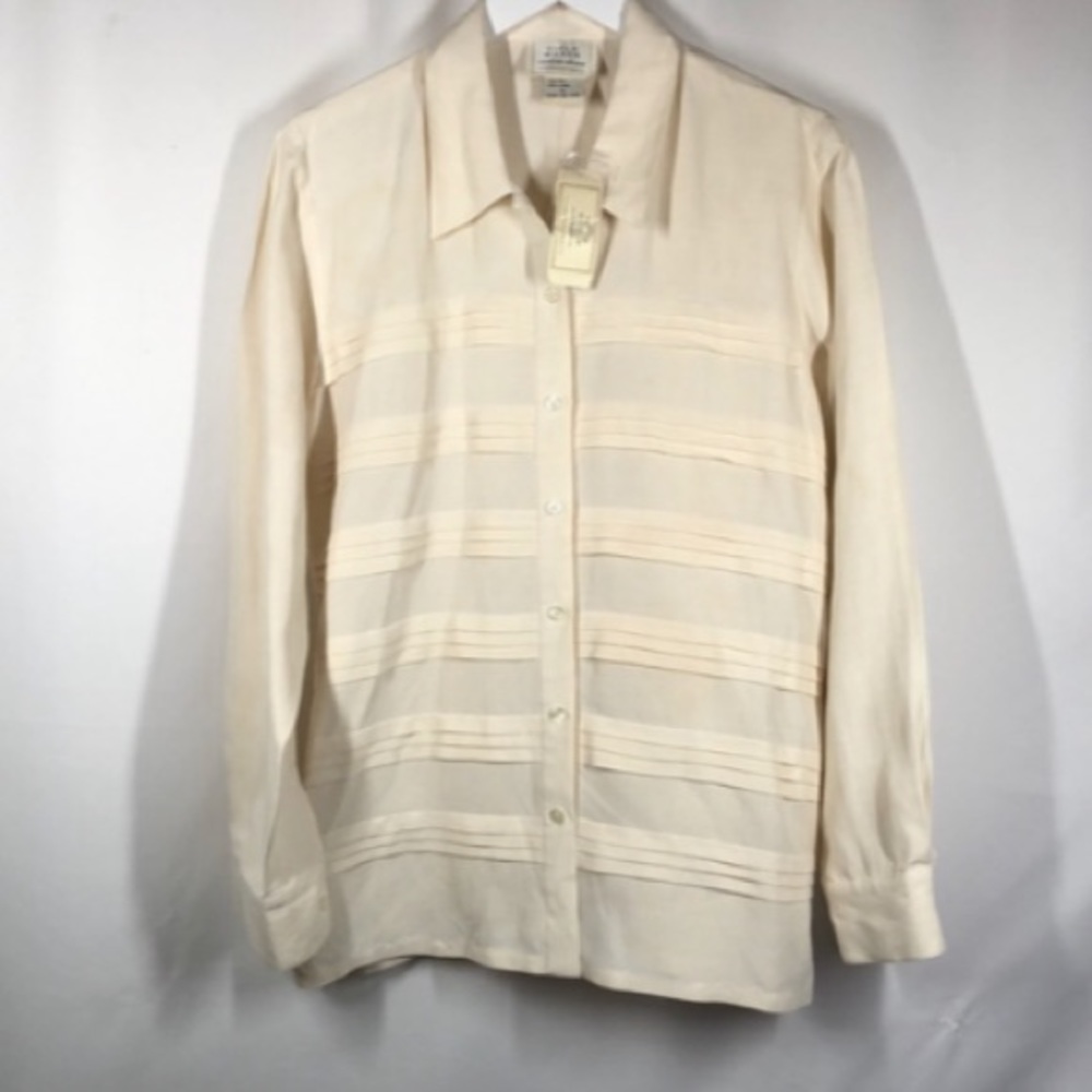 Unbranded Men's Cream Button-Up Dress Shirt
